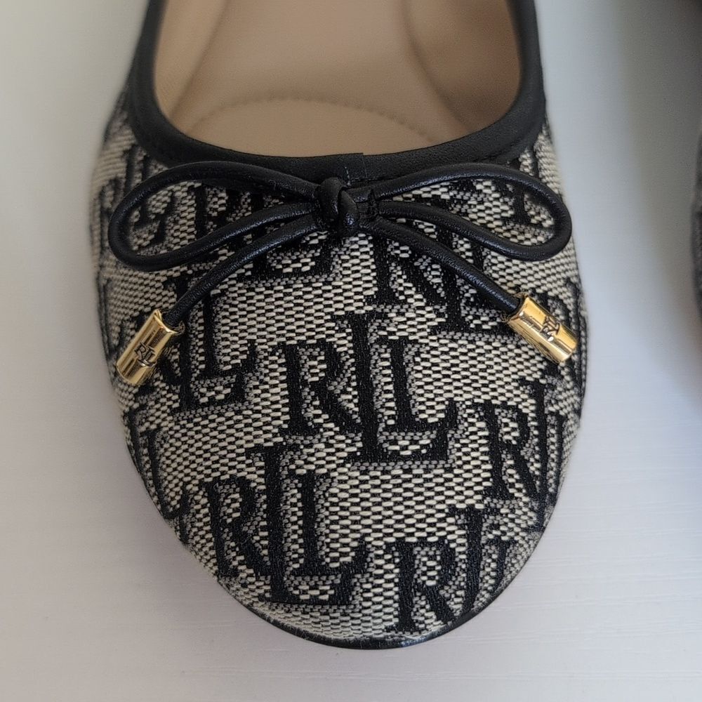 Lauren Ralph Lauren Size 7 Jayna II Ballet Flat Monogram Jacquard, NEW - Picture 4 of 12